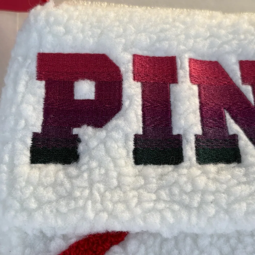 Victoria’s Secret PINK Sherpa Christmas Stocking Ombré Logo Stripes New